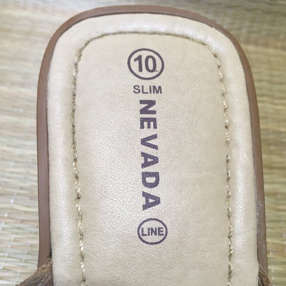 Vintage 90s Leather Thong Wedge Sandal - Sand Colour - Size 10 - Picture 6 of 13